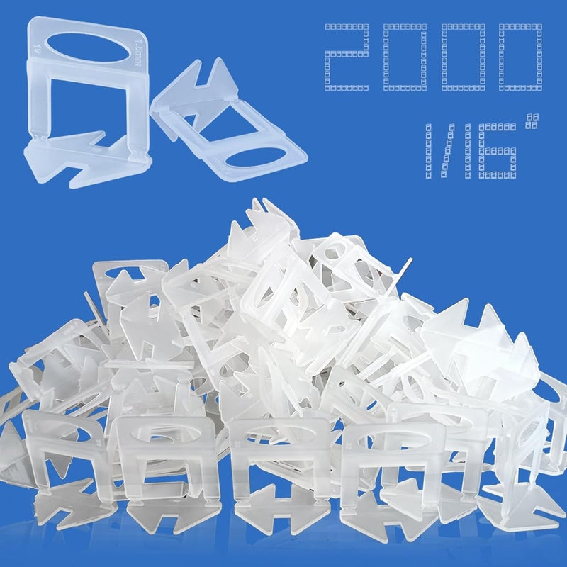 RUHOOM Tile Leveling System 1/16" Spacers Tile Leveler clips 2000pcs DIY Tile Leveling Spacers Tile Leveling System for Professional Ceramic and Stone Installation - Image 1